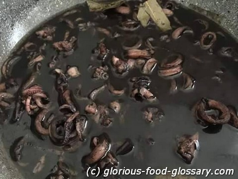 Adobong Pusit, savory stew made of fresh squids 
