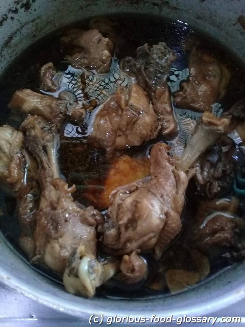 Adobong Manok, savory stew made of chicken meat pieces