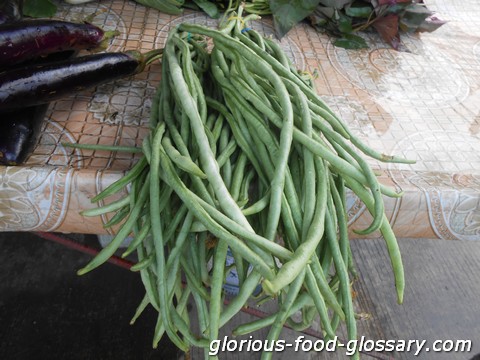 String beans called Sitaw in the Philippines. My mom can cook a very delicious Adobong Sitaw plain without meat and yet tasted so good