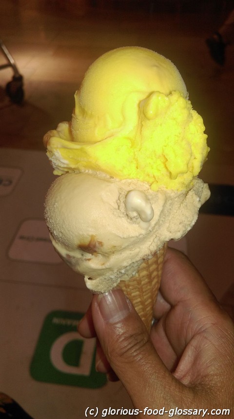 Fruit and Caramel Gelato from a Gelateria in Germany .