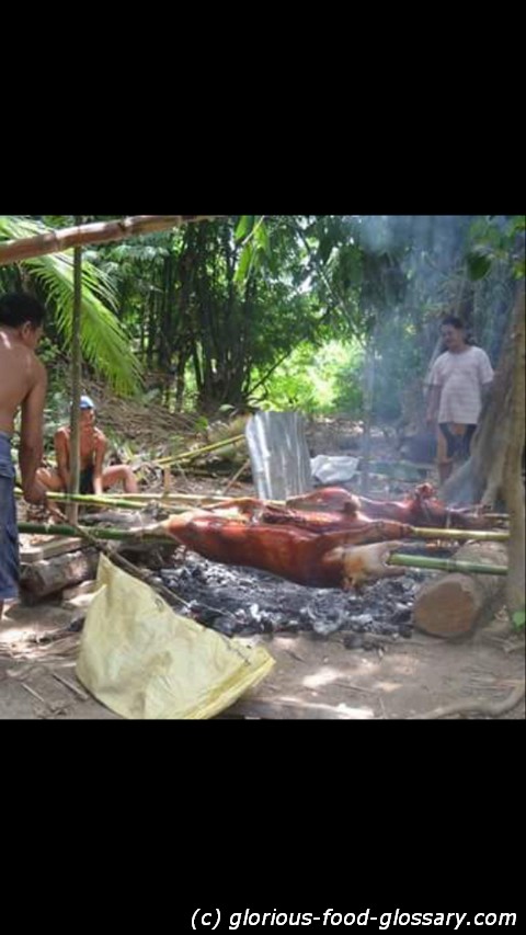 This is how Lechon is made, in a place called Lechonan in the Philippines